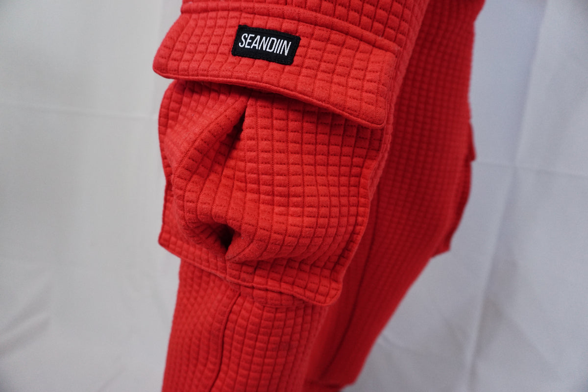 Red Waffle Knit Cargo Set