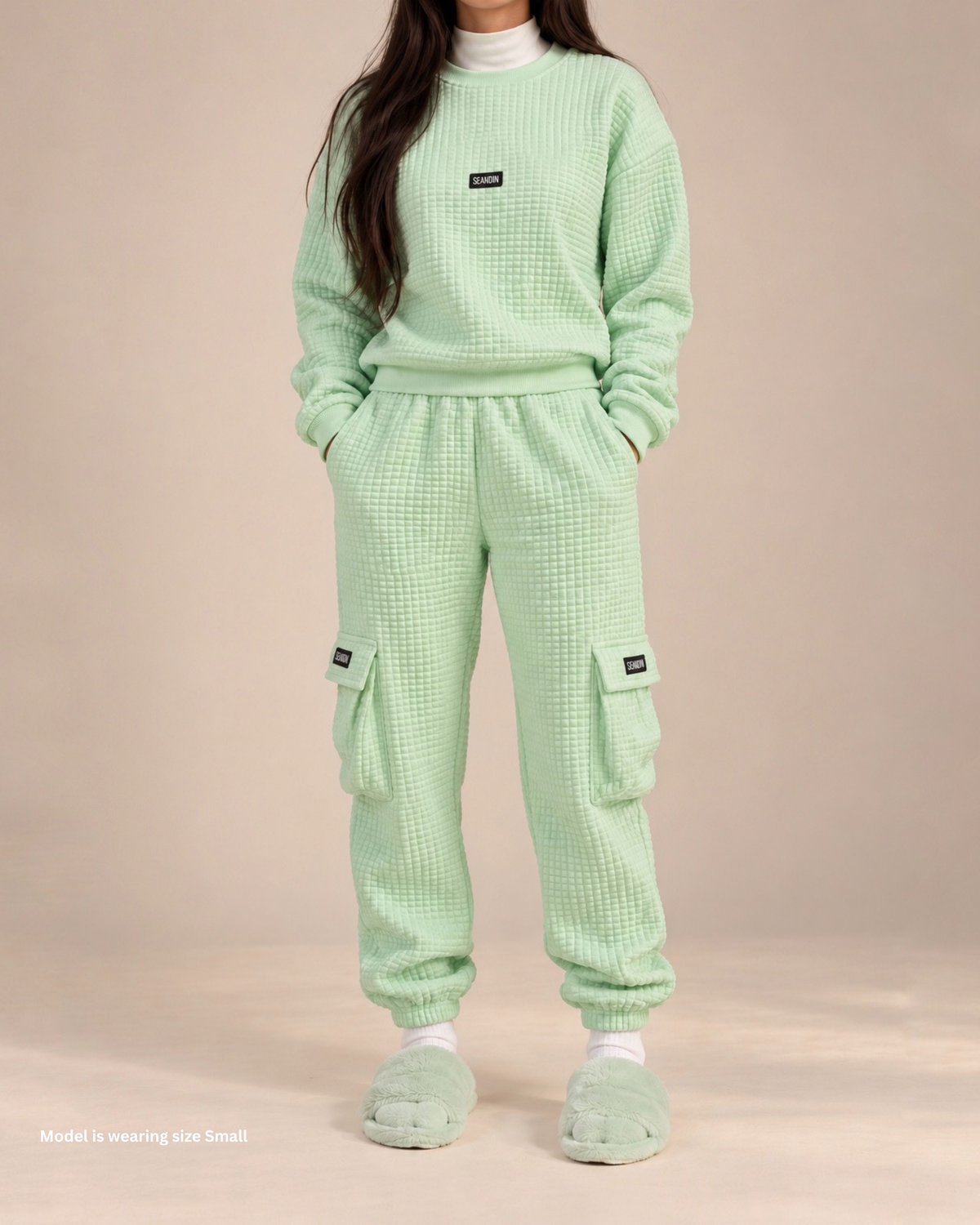 Mint Waffle Knit Cargo Set