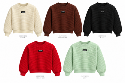 Waffle Knit Cropped Crewneck