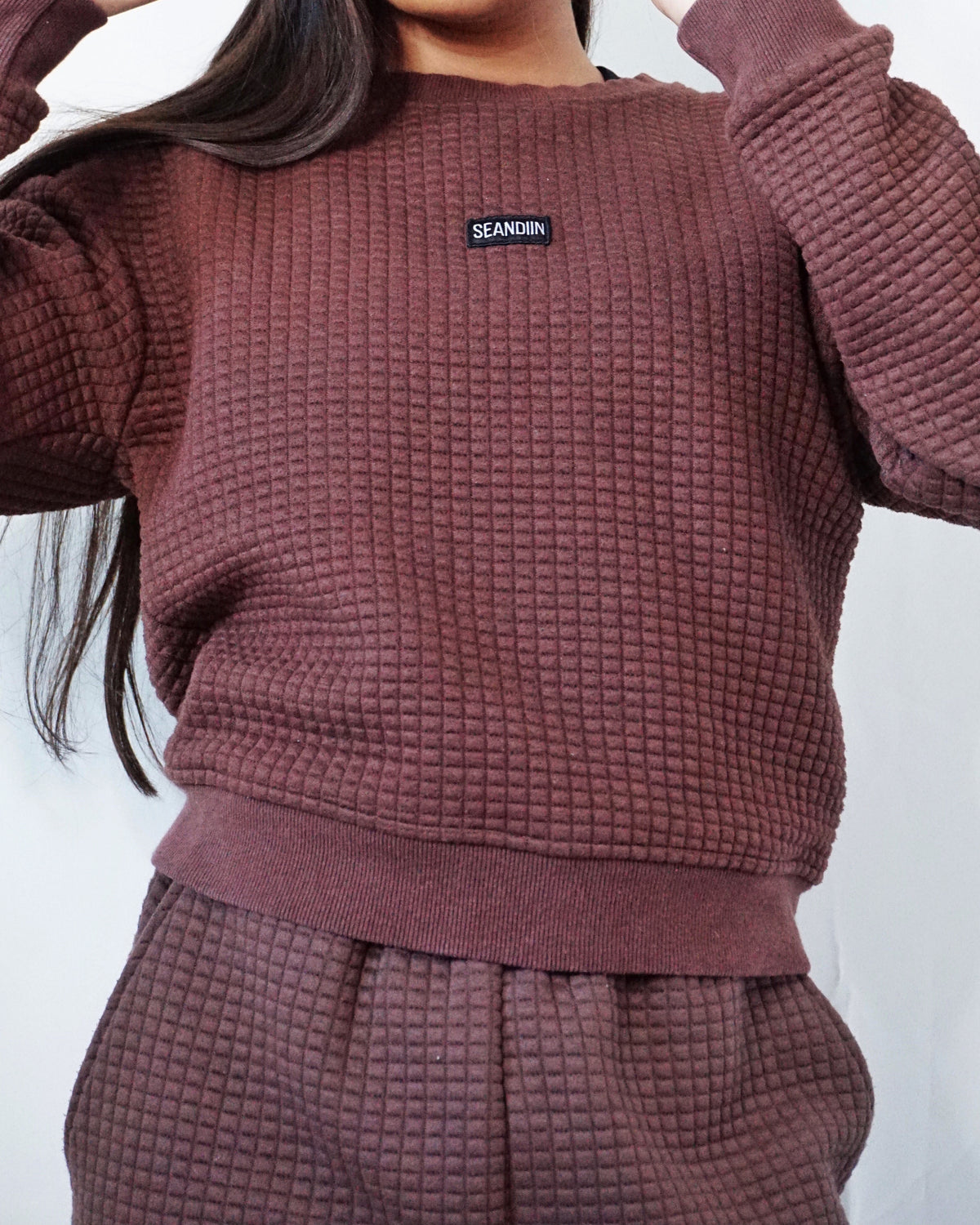 Brown Waffle Knit Cargo Set