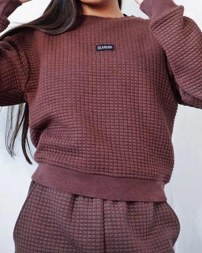 Brown Waffle Knit Cargo Set
