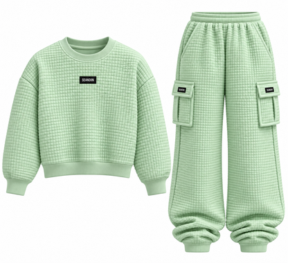 Mint Waffle Knit Cargo Set