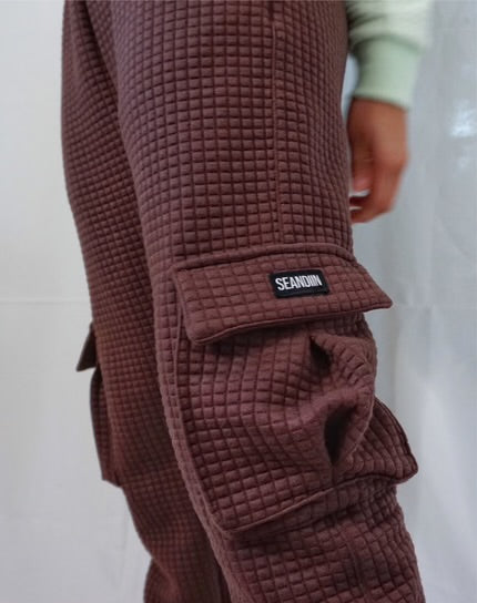 Brown Waffle Knit Cargo Set