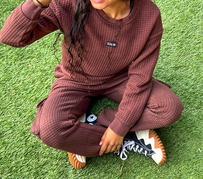 Brown Waffle Knit Cargo Set