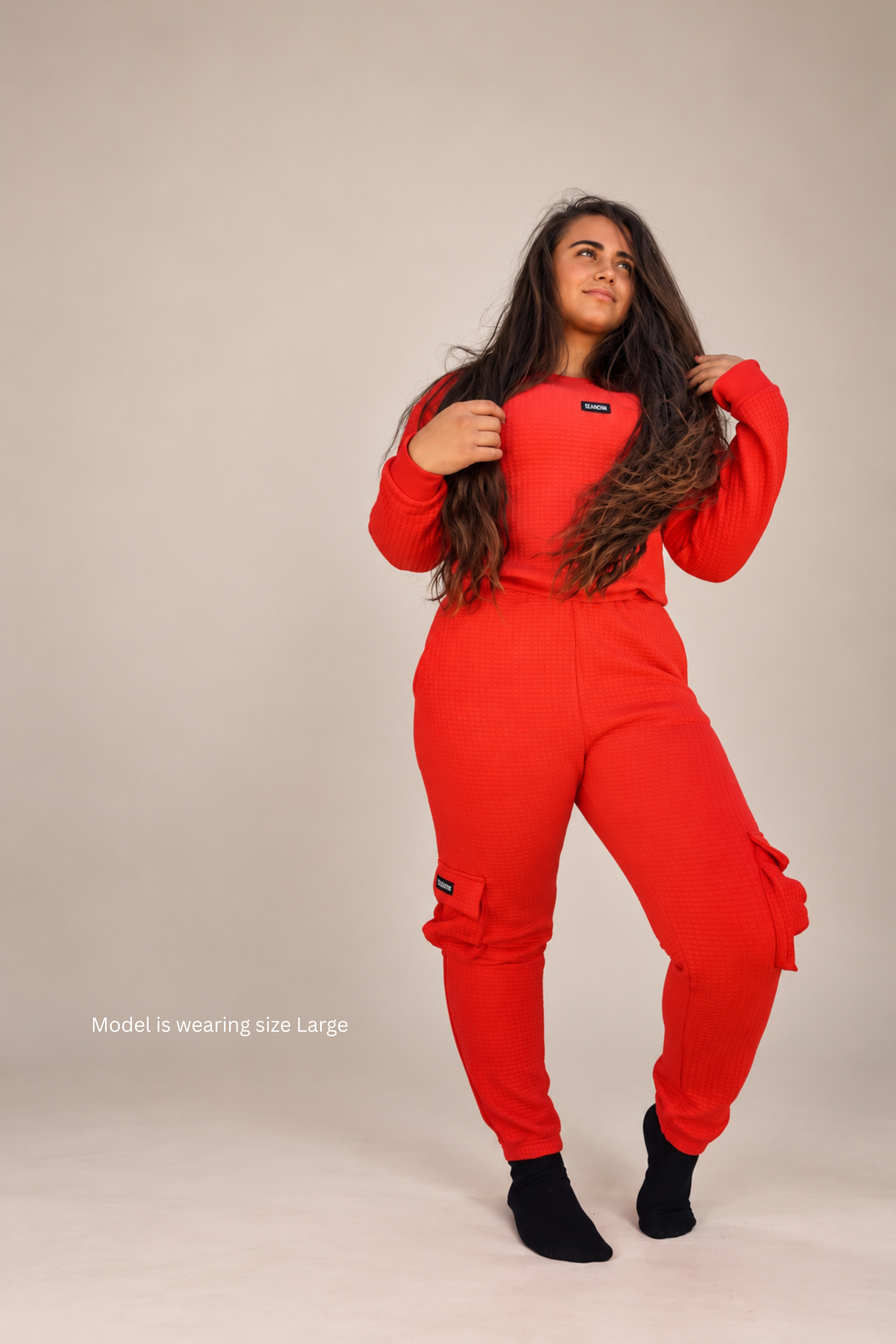 Red Waffle Knit Cargo Set